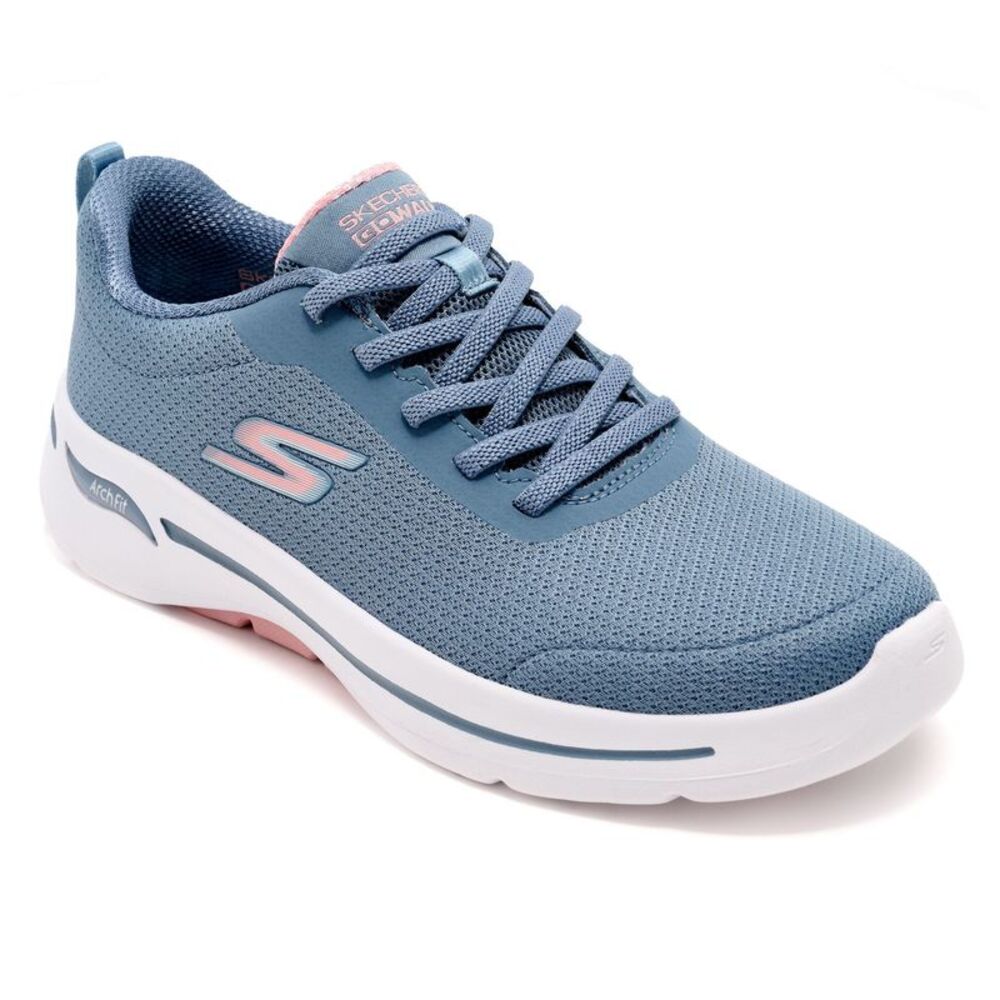 Skechers Women's Sz 7 GOWALK Arch Fit Washable Bungee Sneakers Gray